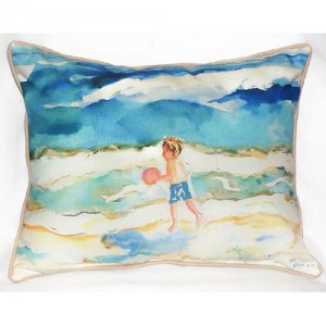 Betsy Drake Boy and Ball Throw Pillow